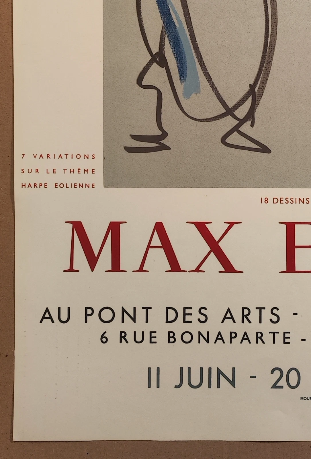 Max Ernst — Affiche originale d'exposition en lithographie, Galerie Lucie Weill, Paris — vue 4 sur 5